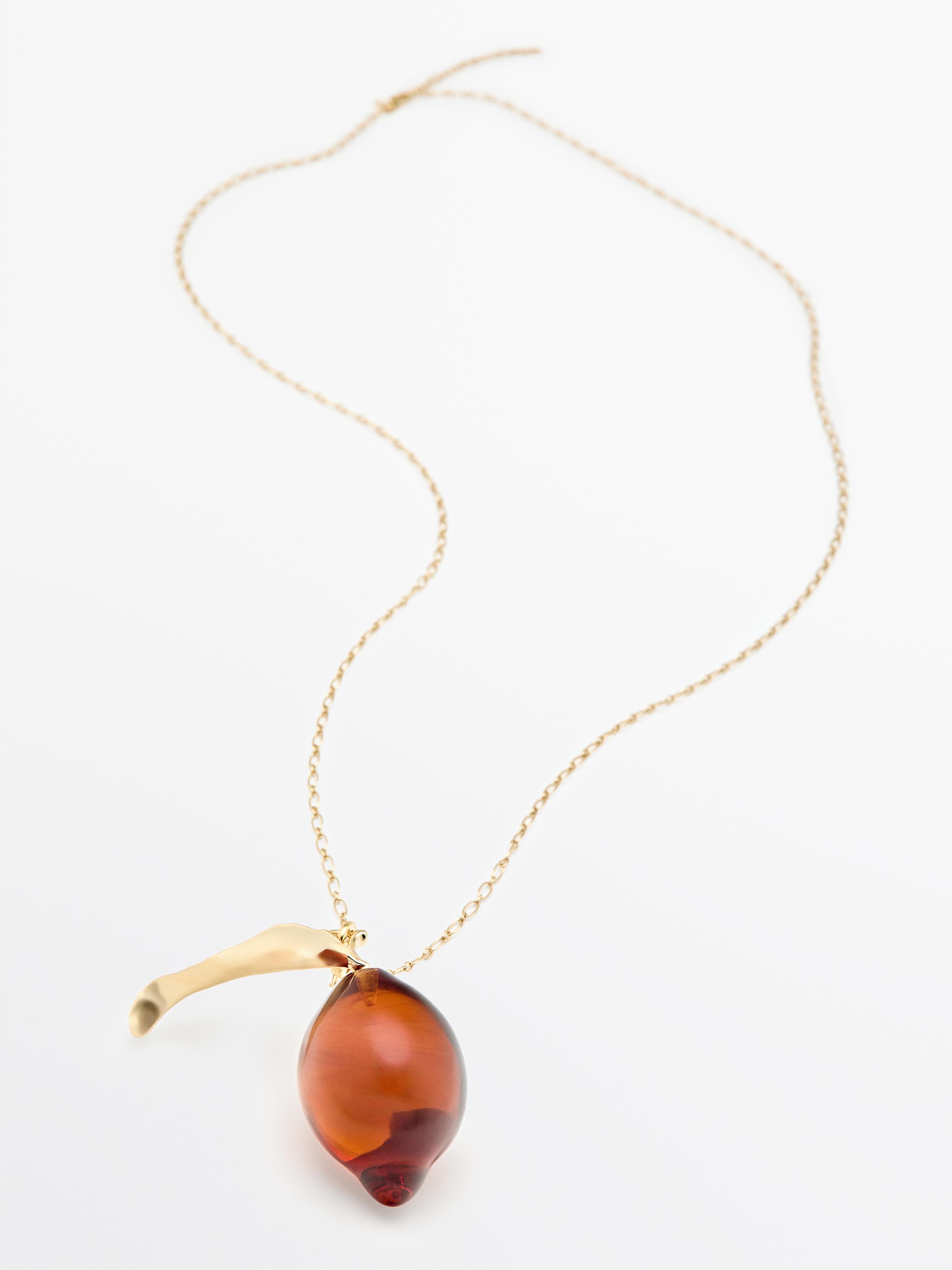 Chain necklace with glass lemon piece